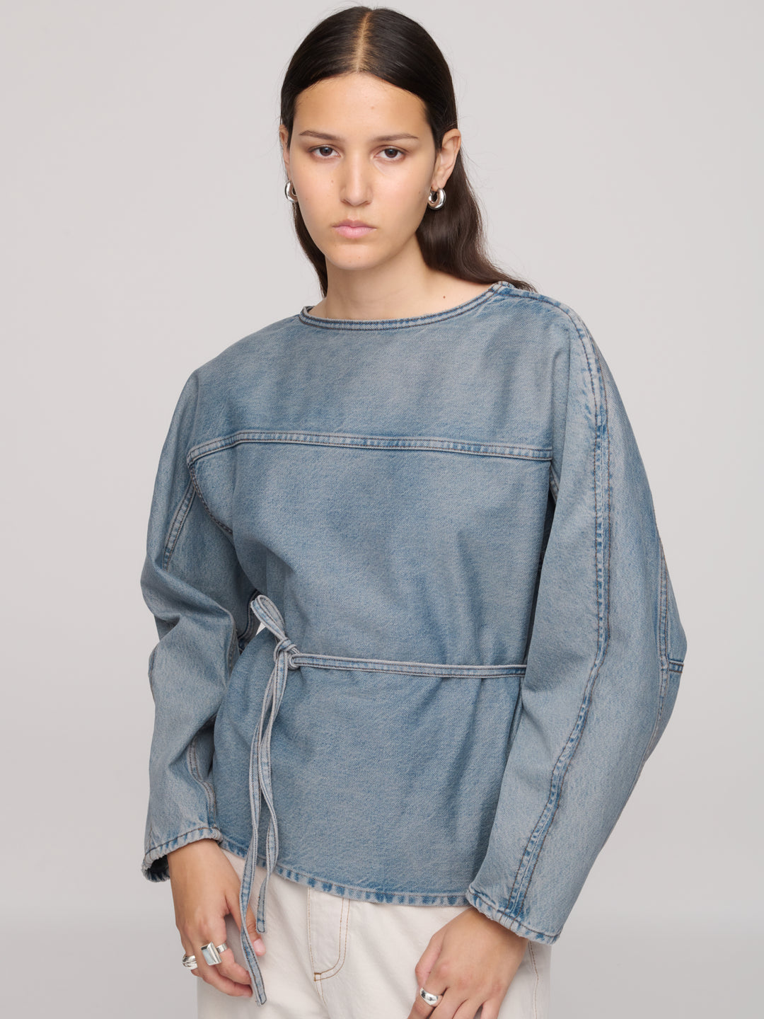 Denim Sweat Top - Worn Ink