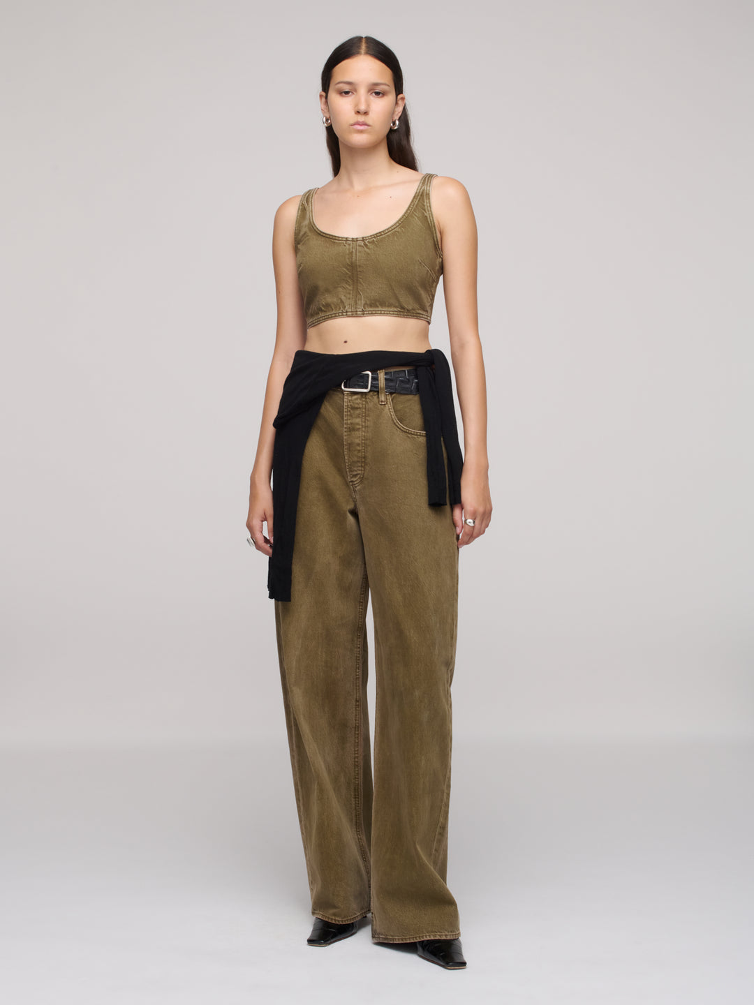 Denim Faux Bra - Dark Olive
