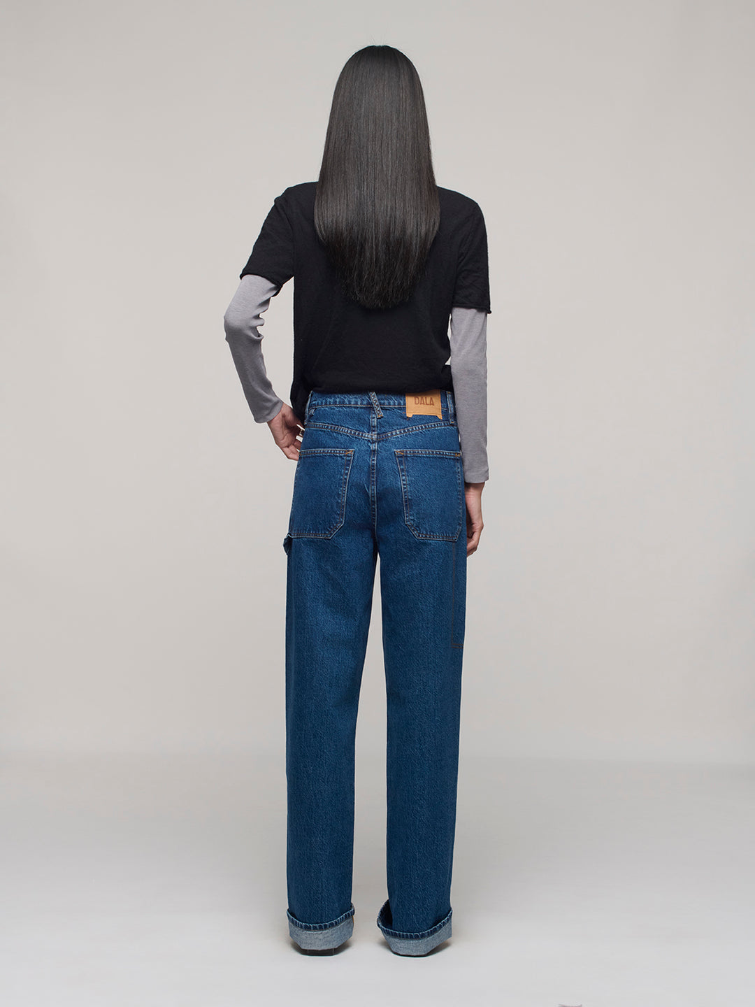 Cuffed Starch Jeans - Flat Blue