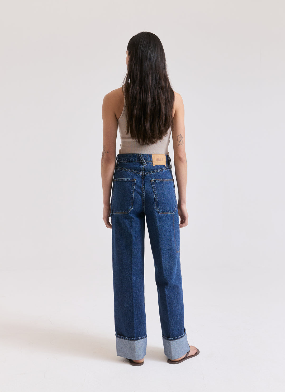 Cuffed Starch Jeans - Flat Blue
