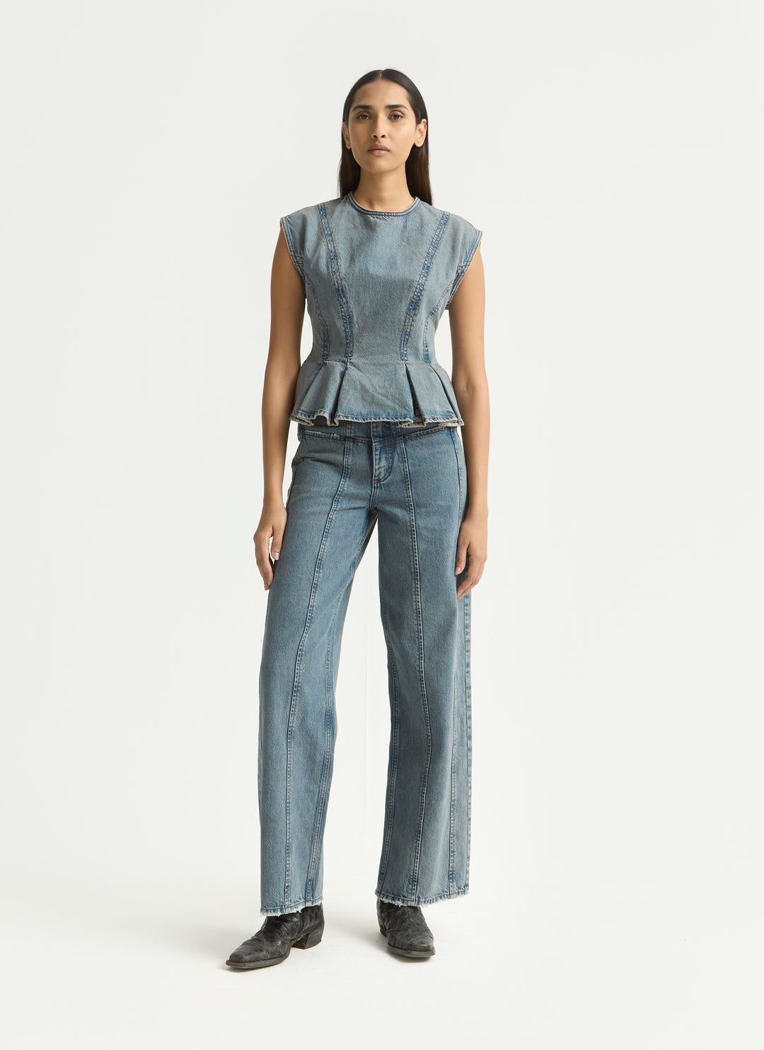 Peplum Top - Worn Ink