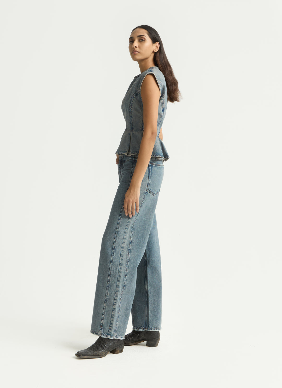 Peplum Top - Worn Ink