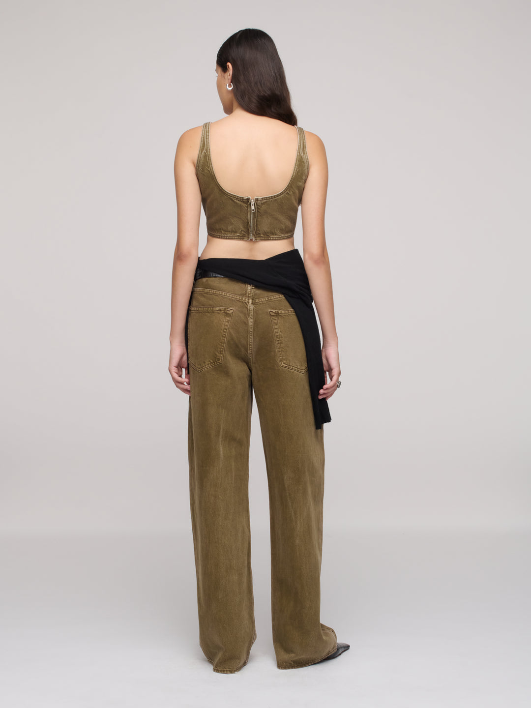 Denim Faux Bra - Dark Olive