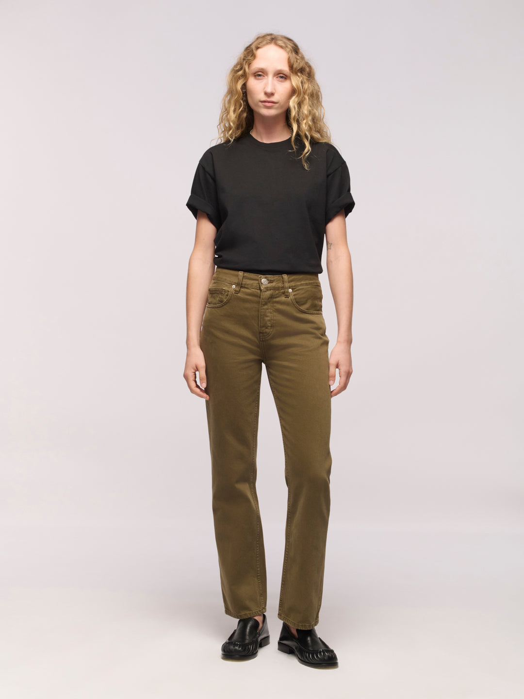 Calla Straight Ankle Jeans - Dark Olive