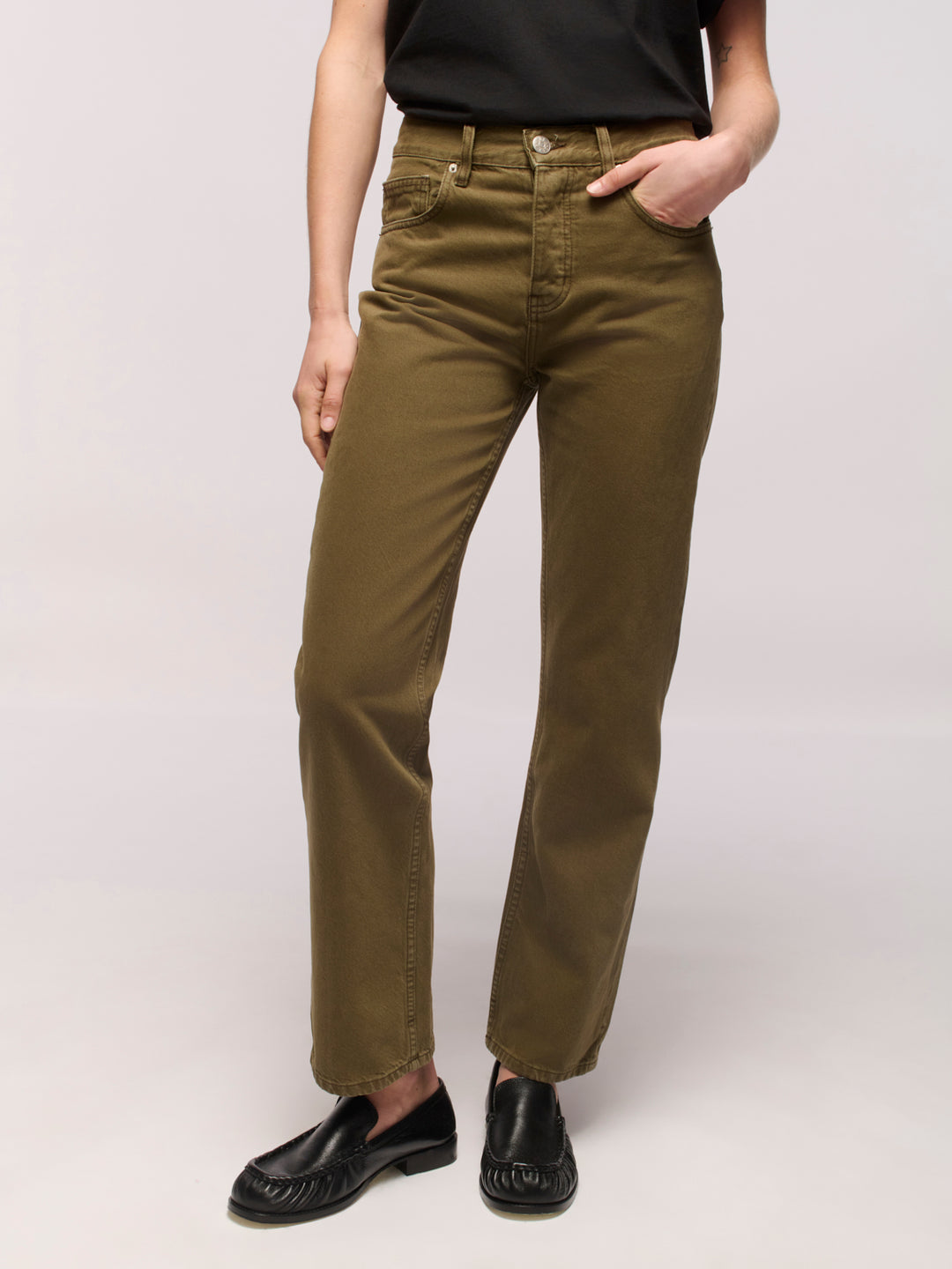 Calla Straight Ankle Jeans - Dark Olive