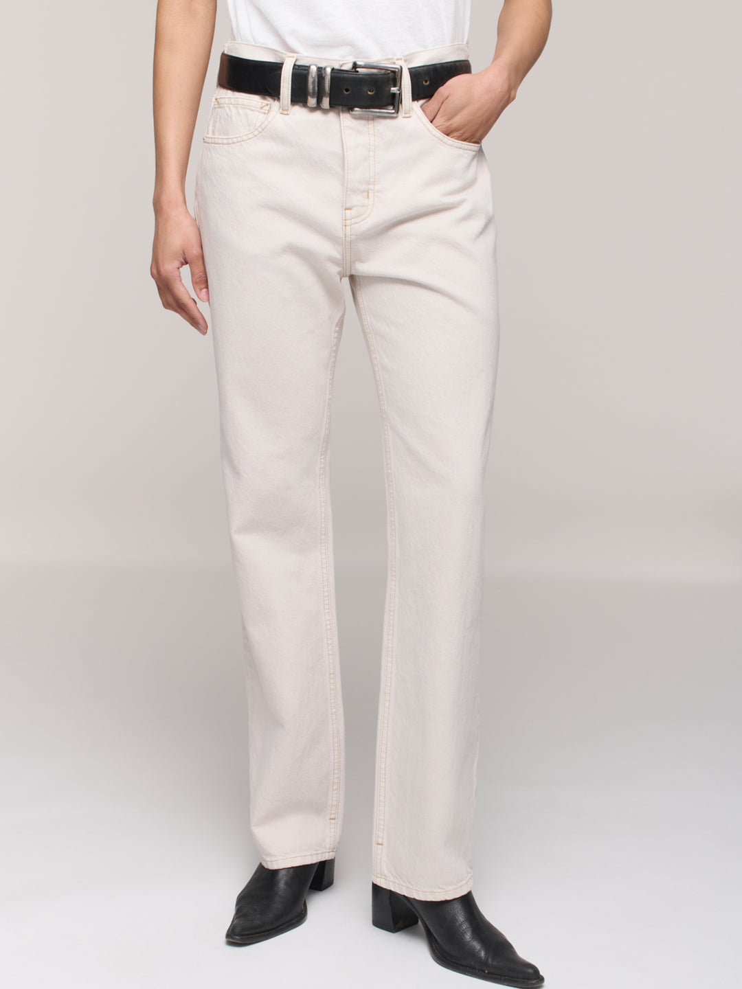 Calla Mid Rise Ankle Jeans - Salt