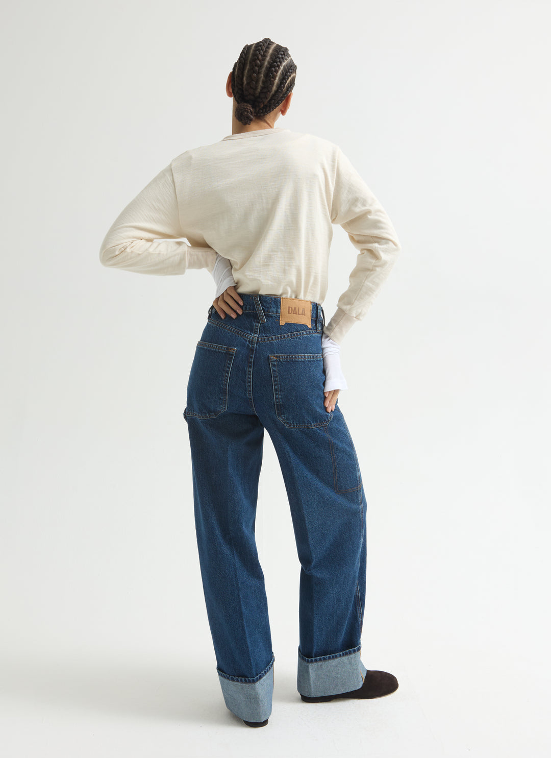 Cuffed Starch Jean - Flat Blue